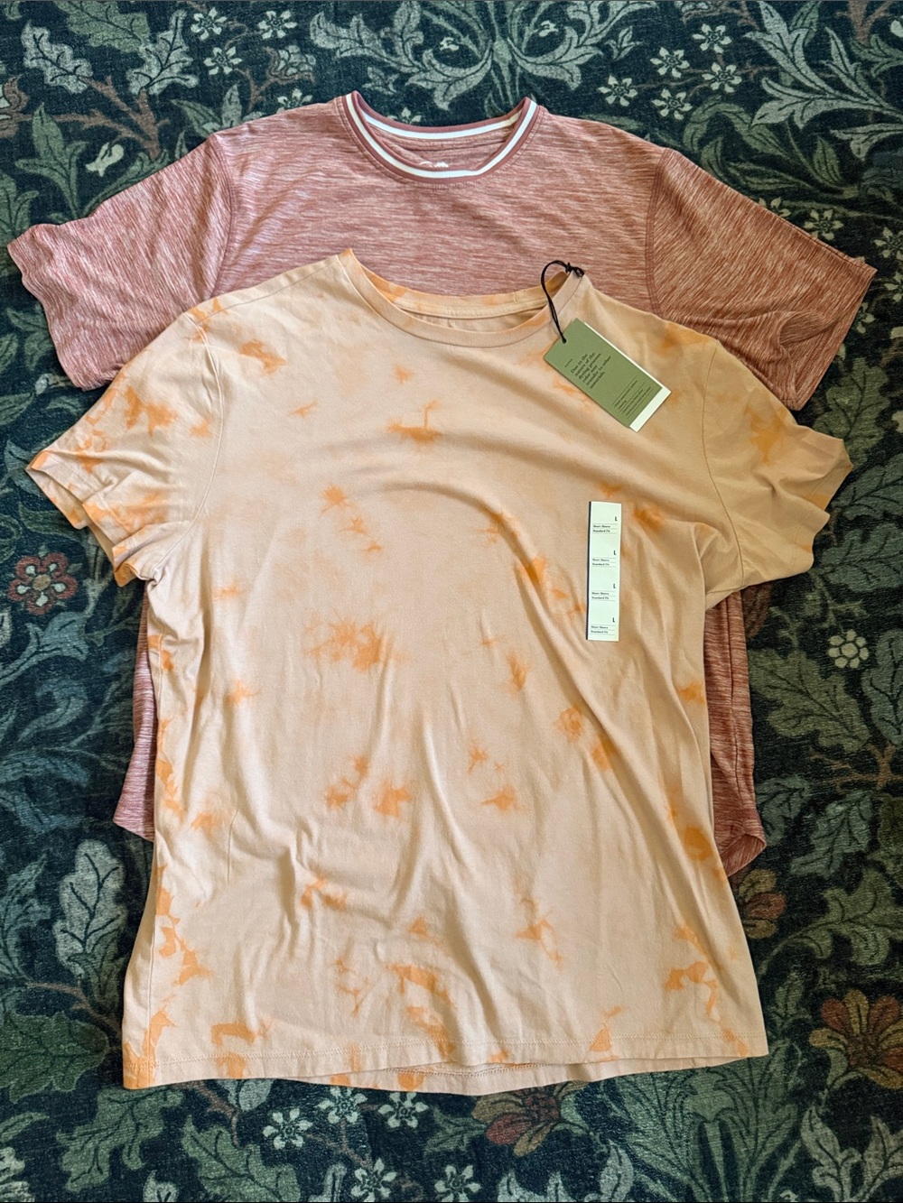 Goodfellow & Co Pink Tie-Dye Short Sleeve Tee with Heathered Rust Crewneck Tee